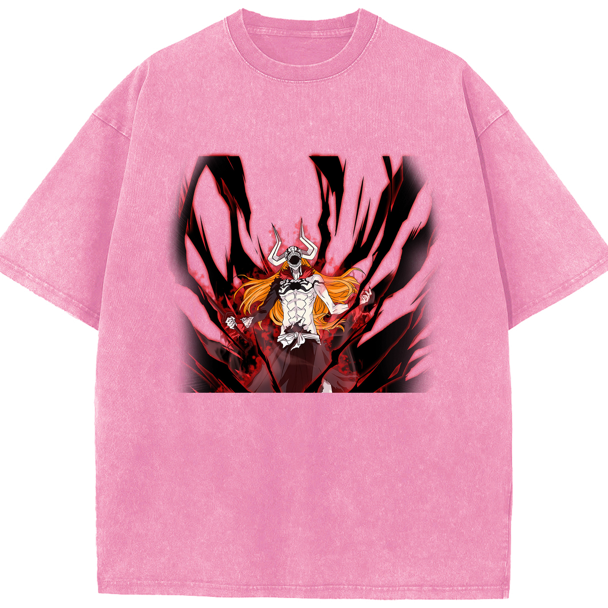 （画像用） ブリーチ 黒崎一護（くろさき いちご）BLEACH Kurosaki Ichigo 綿100% ヴィンテージ風 半袖Tシャツ（フロントプリント）